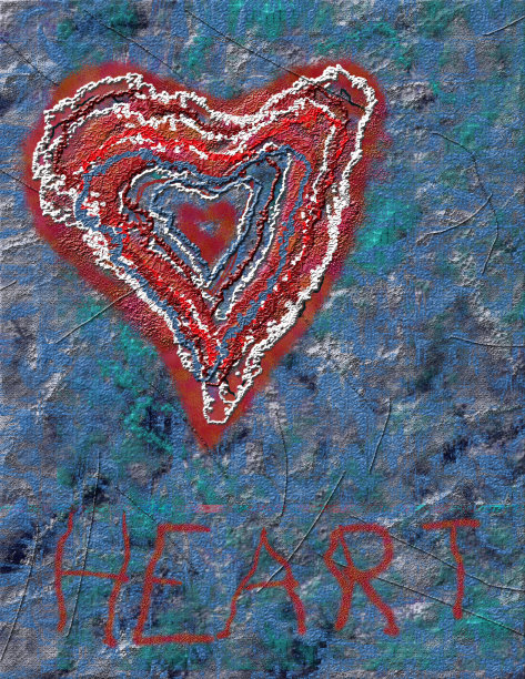 心脏素描。3D渲染图片下载