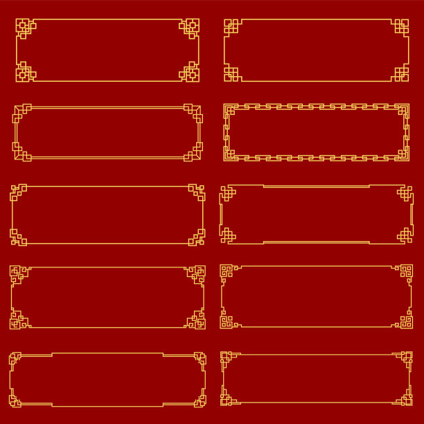 亚洲金色框架和边界与结图案图片下载