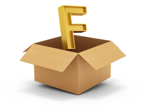 3D渲染字母字母F在纸箱上的白色背景股票照片图片下载