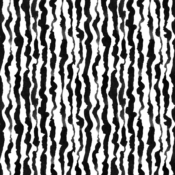 黑墨条纹上白。无缝的手绘图案图片下载