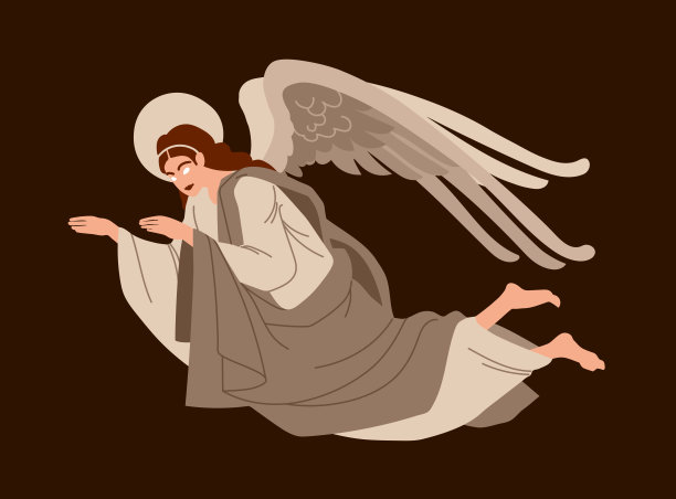 一个飞着翅膀的天使从东正教的图标，一个天国的信使，圣诞节和复活节的卡片，海报。图片下载