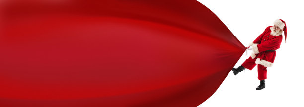 圣诞老人拉着一大袋礼物图片下载