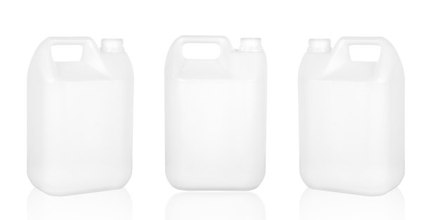 白色塑料加仑或瓶设置孤立的白色背景。图片下载