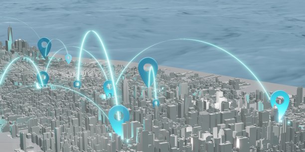 纽约地图美国坐标针通信和服务交付三维图图片下载