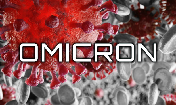 奥密克戎，冠状病毒2019-nCov的新变种新型冠状病毒概念。Sars-cov-2导致了COVID-19的爆发。世界危险的冠状病毒大流行。显微镜病毒靠近。3 d渲染。图片下载