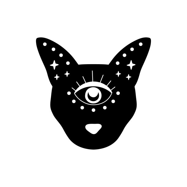 神秘的月亮猫矢量插图。图片下载