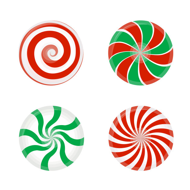 一套没有包装的条纹糖果。焦糖，矢量插图孤立的白色背景。图片下载