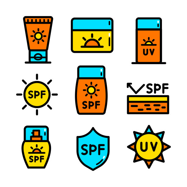 化妆品太阳颜色简单图标集图片下载