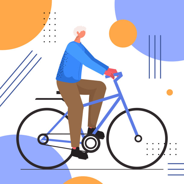 老年人骑自行车，老年运动员骑自行车，锻炼健康生活方式，积极的老年观念图片下载
