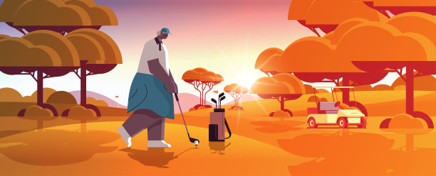 在绿地高尔夫球场打球的老年女性、击球的非裔美国选手活跃的老年观念图片下载