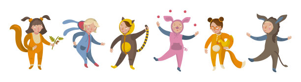 孩子们穿着可爱的动物服装图片下载