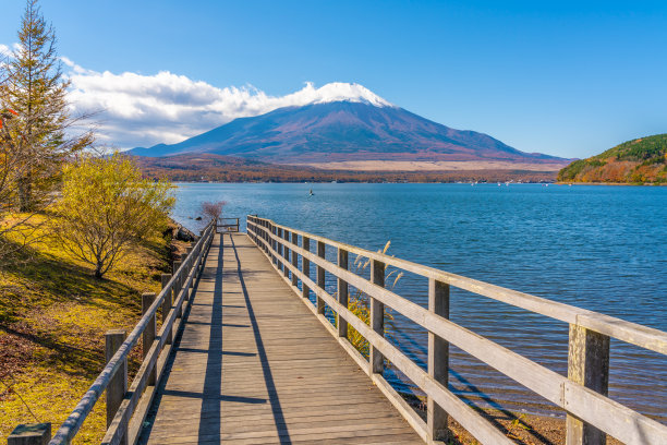 山中湖和富士山图片下载