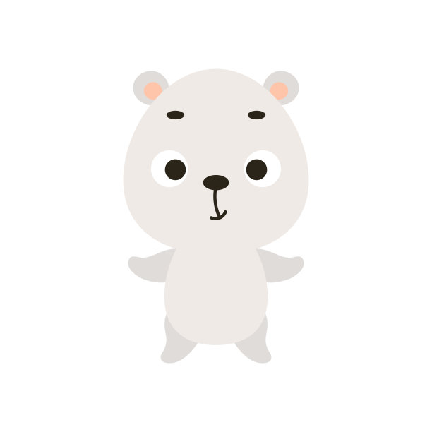 可爱的小北极熊在白色的背景。卡通动物人物为孩子的卡，婴儿淋浴，邀请，海报，t恤组成，房子内部。矢量插图。图片下载