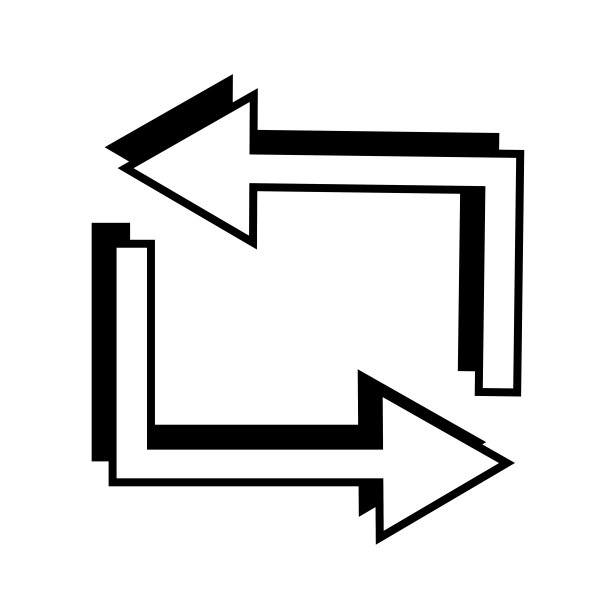 双角箭头图标。黑色的影子。白色的标志。手的艺术。商业背景。矢量插图。股票的形象。图片下载