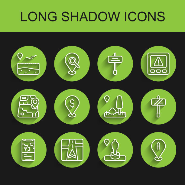 设置线城市地图导航，Gps设备与，位置海滩，和纪念碑，现金位置，道路交通标志和图标。向量图片下载