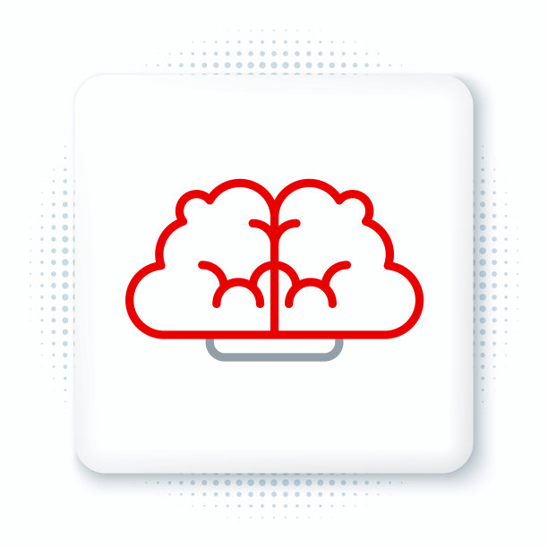 线人脑图标孤立在白色背景。色彩斑斓的轮廓的概念。向量图片下载