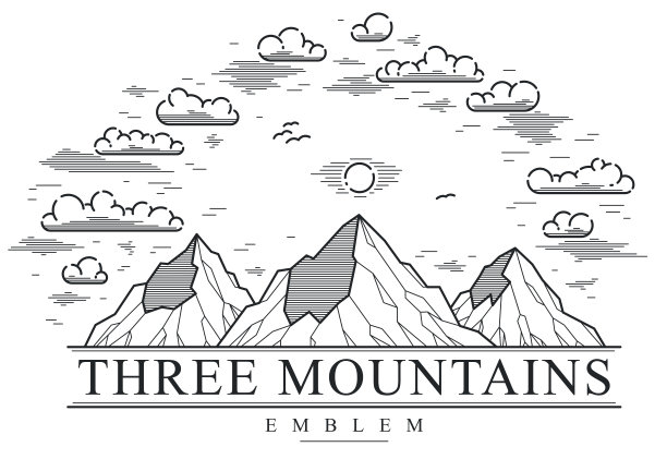 山峰的山峰线艺术向量标志孤立在白色，山脉的直线标志野生自然景观，户外徒步野营蚂蚁旅行标签。图片下载