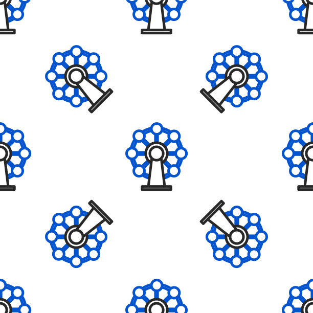 线摩天轮图标孤立无缝图案的白色背景。游乐园。儿童娱乐游乐场、娱乐公园。色彩斑斓的轮廓的概念。向量图片下载