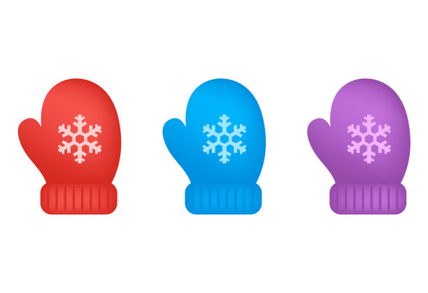 连指手套设置图标，股票向量，标志孤立的白色背景。插图图片下载