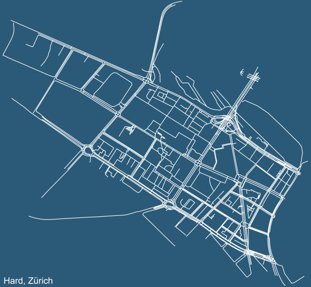 瑞士苏黎世硬区街道地图图片下载
