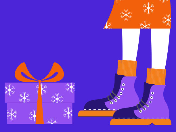 穿着漂亮明亮鞋子的女人们站在一个装饰着橙色蝴蝶结的盒子旁边图片下载