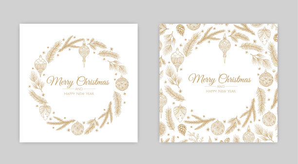 向量圣诞卡片集。节日派对卡片模板设计图片下载