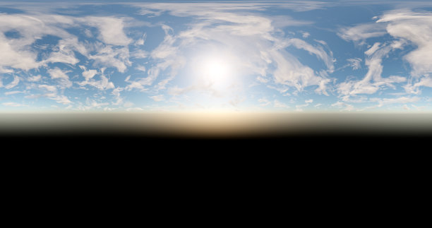 3 d渲染。日出或日落时白云密布的蓝天。环境360 HDRI MAP。等效投影，球面全景。图片下载
