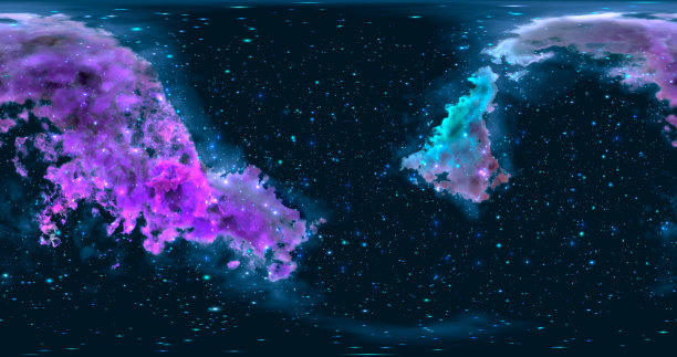 3 d渲染。以星云和恒星为背景的空间。环境360 HDRI地图。等矩形投影，球面全景。图片下载