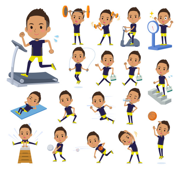 一组非裔美国人穿着运动服进行锻炼和运动图片下载