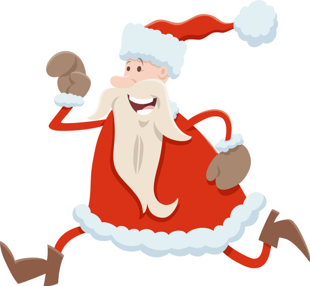 卡通跑步圣诞老人的角色图片下载