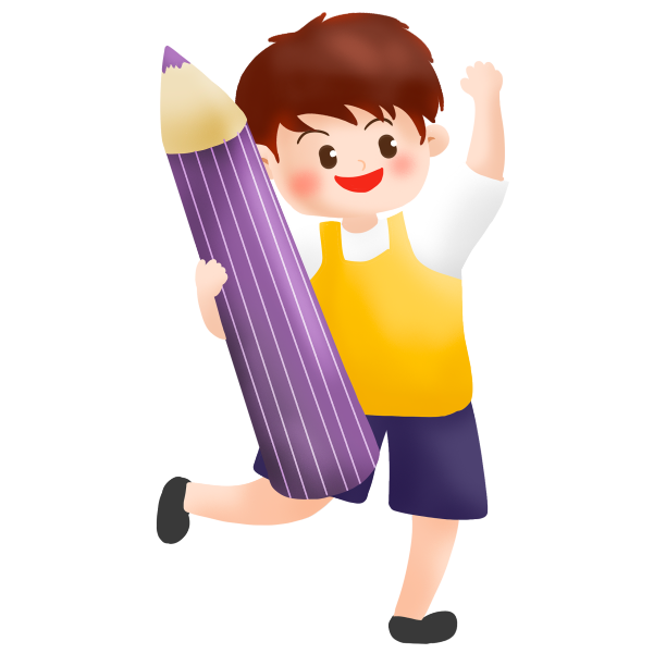 儿童铅笔活泼黄色衣服卡通手绘图片下载