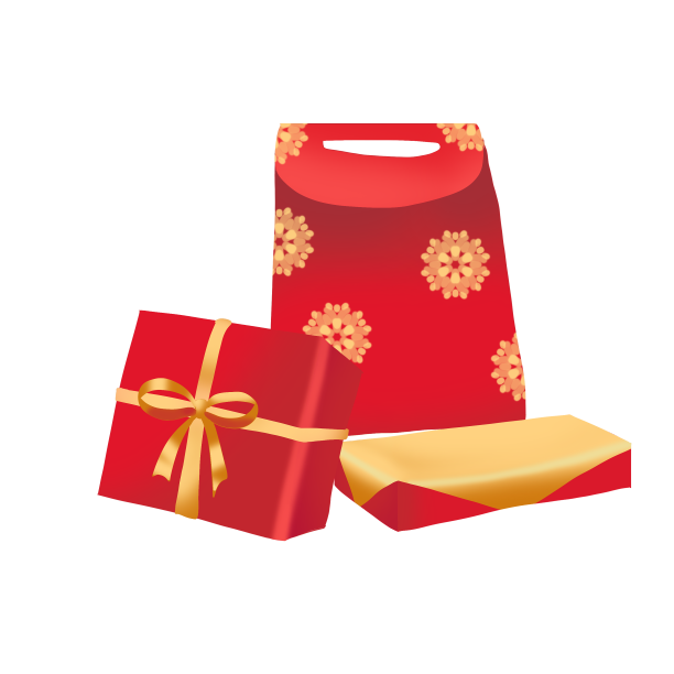 春节红色礼盒卡通手绘图片下载