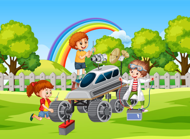 孩子们一起修理卫星图片下载