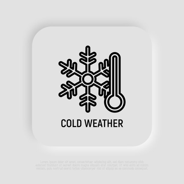寒冷天气细线图标：雪花与温度计图片下载