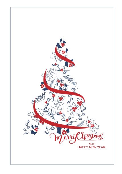 向量。圣诞快乐和新年快乐花卉背景，文字设计。质朴的垂直模板圣诞卡，晚会邀请函等促销项目。手绘草图。图片下载