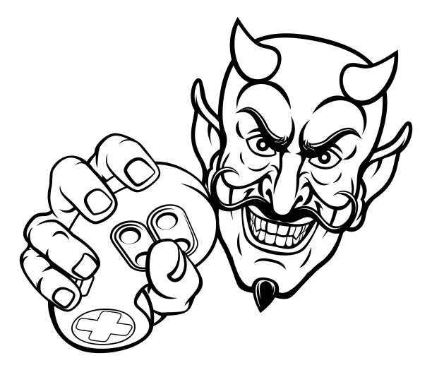 魔鬼玩家视频游戏控制器吉祥物卡通图片下载