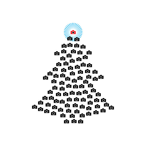 圣诞树形状相机图标标志图片下载