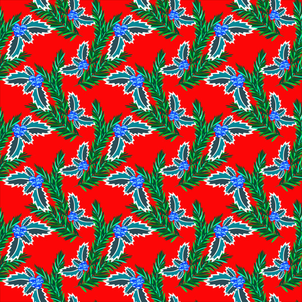 向量-冬季植物，无缝模式。图片下载