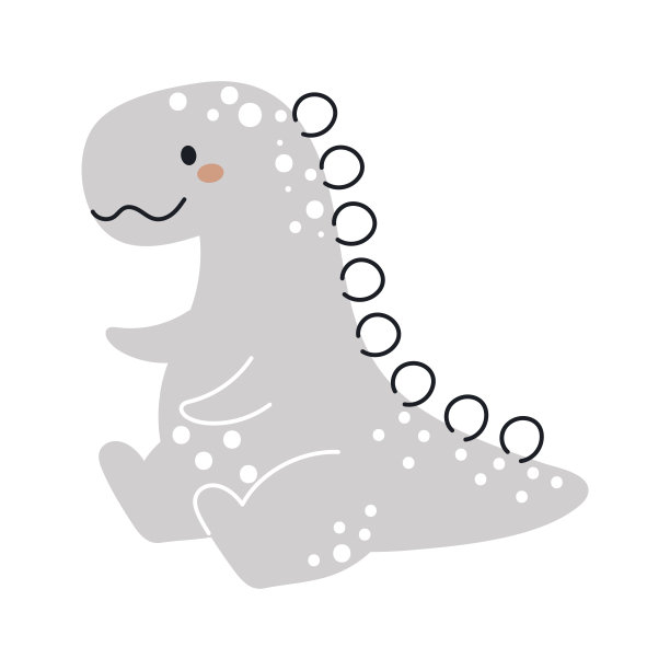 可爱的灰色恐龙在斯堪的纳维亚风格。有趣的卡通恐龙为孩子的卡，婴儿淋浴，t恤，生日邀请，房子内部。波西米亚儿童矢量插图。图片下载