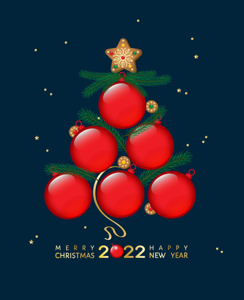圣诞快乐，新年快乐2022球顶视图表图片下载