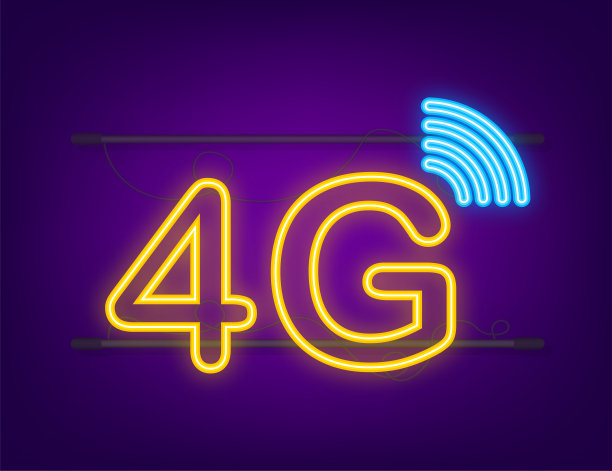 4G霓虹灯标志设置在背景上孤立，移动通信技术和智能手机网络。向量股票插图图片下载