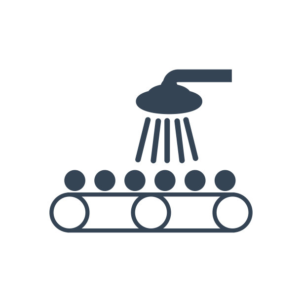 矢量黑色图标洗涤水果和蔬菜，工厂输送图片下载