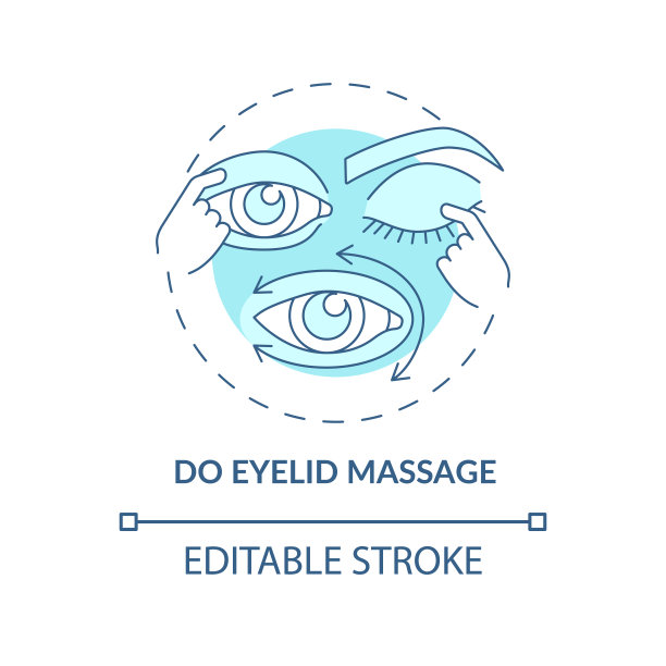 做眼睑按摩蓝色概念图标图片下载