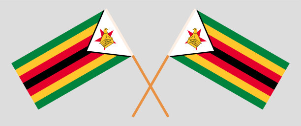 津巴布韦共和国的交叉国旗。官方色彩。正确的比例图片下载