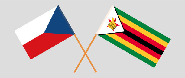 捷克共和国和津巴布韦共和国的交叉国旗。官方色彩。正确的比例图片下载
