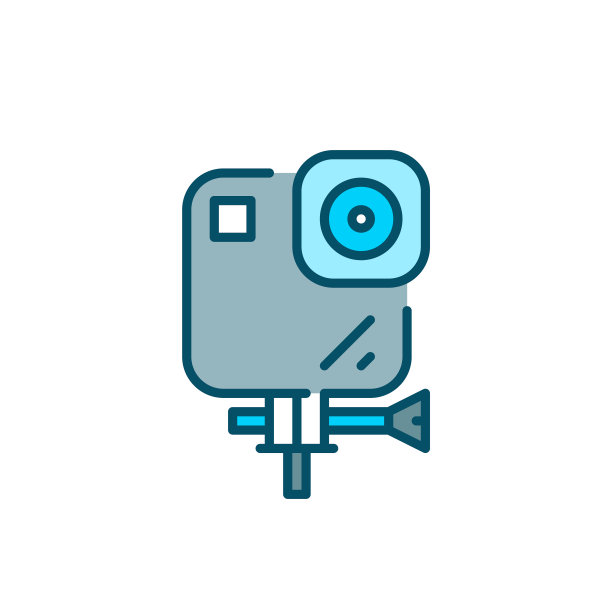 行动住相机。活跃和极限运动视频注册小工具。完美的像素，可编辑的描边彩色图标图片下载