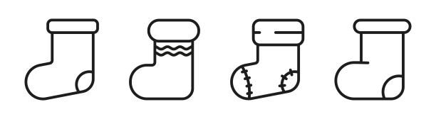 套圣诞节袜子的礼物图标在线风格，网络图标图片下载