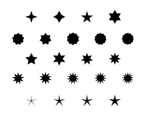 黑色的星星形状在白色的背景上。星图标。明星符号。图片下载