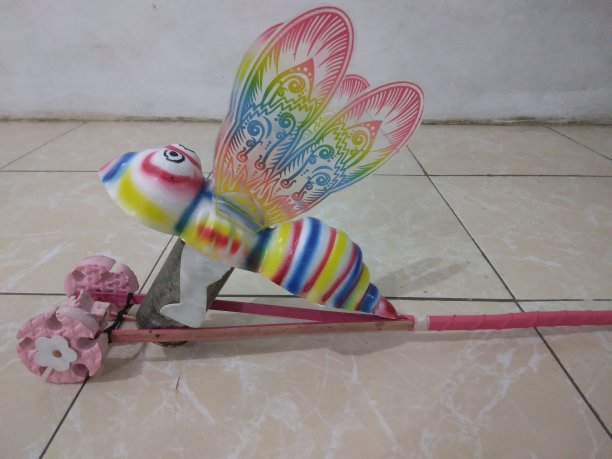 用塑料瓶和橡胶凉鞋做成的蜻蜓玩具图片下载