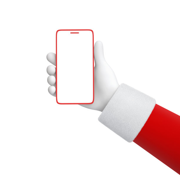 圣诞老人手持智能手机隔离在白色图片下载